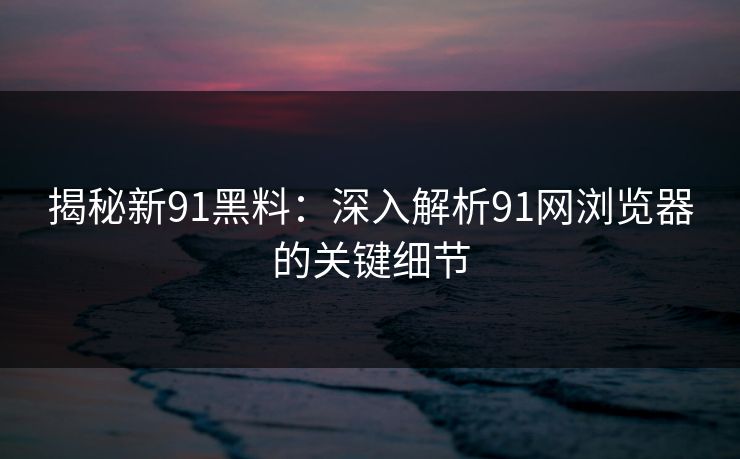 揭秘新91黑料：深入解析91网浏览器的关键细节