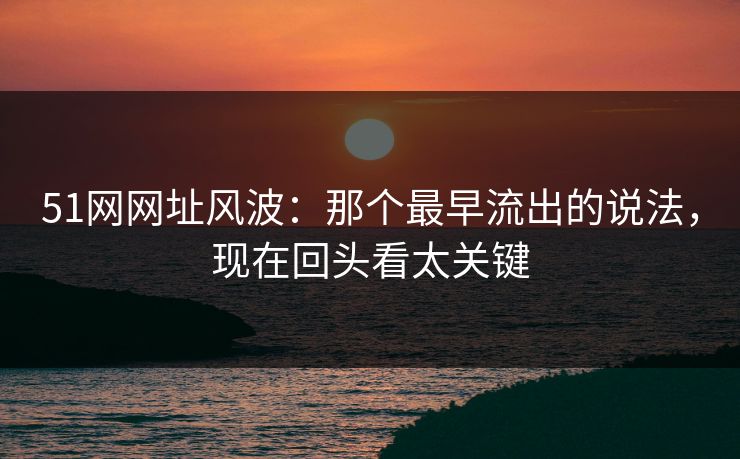 51网网址风波：那个最早流出的说法，现在回头看太关键