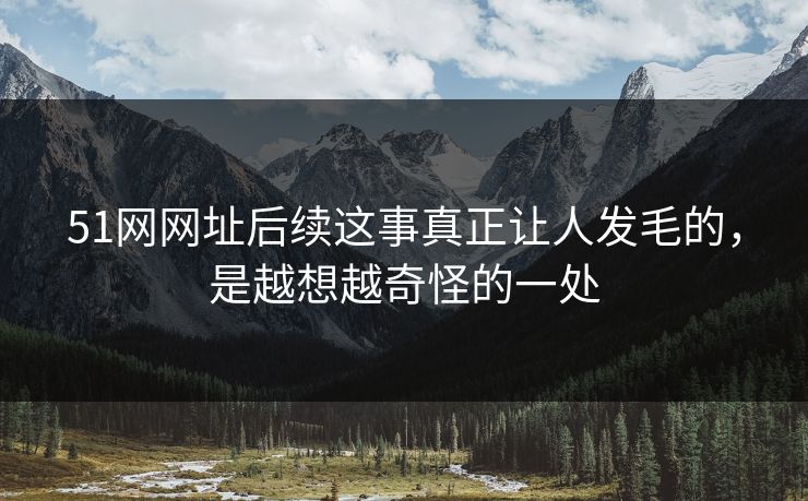 51网网址后续这事真正让人发毛的，是越想越奇怪的一处