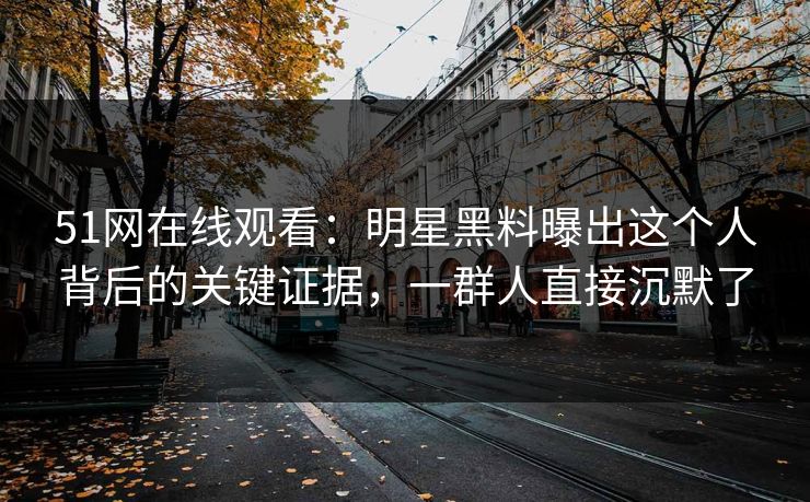 51网在线观看：明星黑料曝出这个人背后的关键证据，一群人直接沉默了