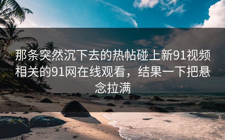 那条突然沉下去的热帖碰上新91视频相关的91网在线观看，结果一下把悬念拉满