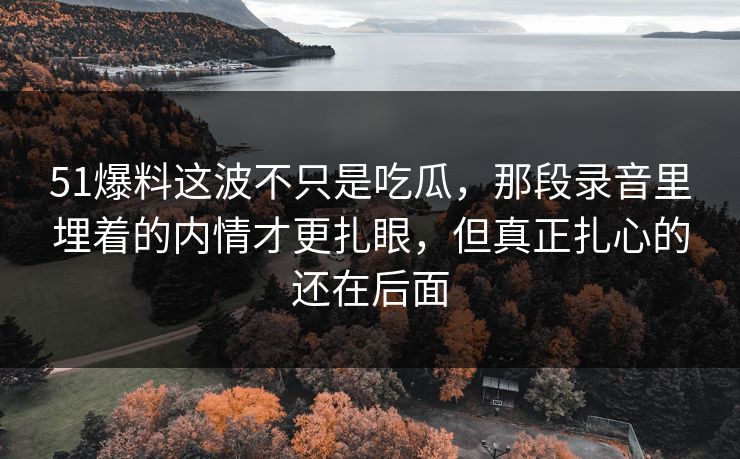 51爆料这波不只是吃瓜，那段录音里埋着的内情才更扎眼，但真正扎心的还在后面