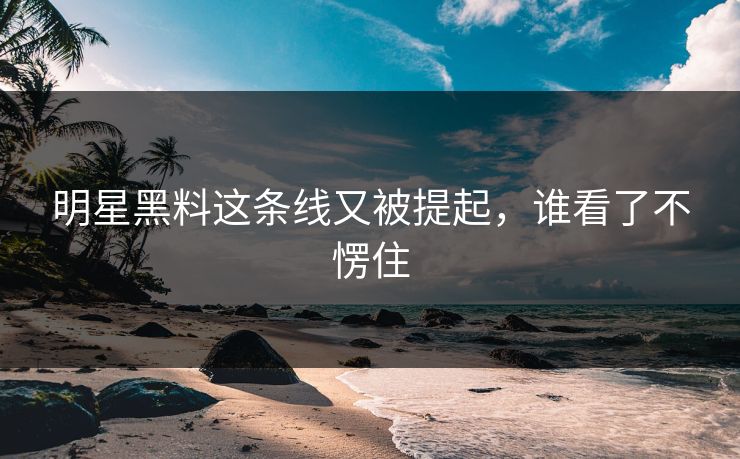 明星黑料这条线又被提起，谁看了不愣住